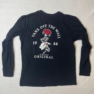 Vans Off The Wall Rose Long Sleeve T-Shirt Black Size‎ Medium Graphic Tee